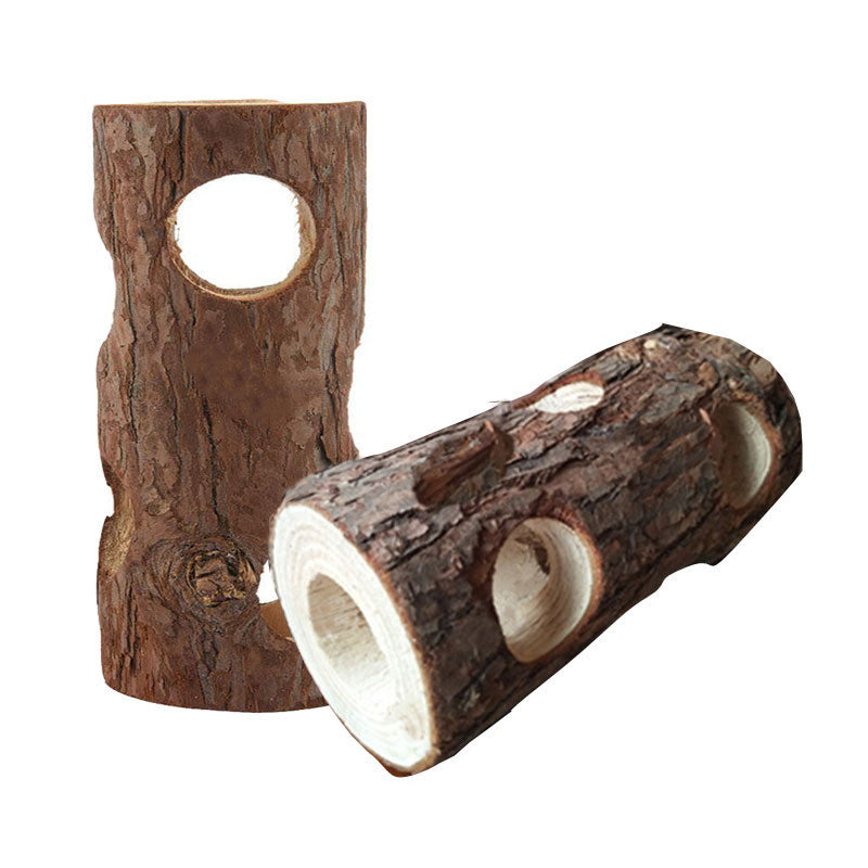 Hamster / Sugar Glider Wood Pipe Toy Tree Tube ###