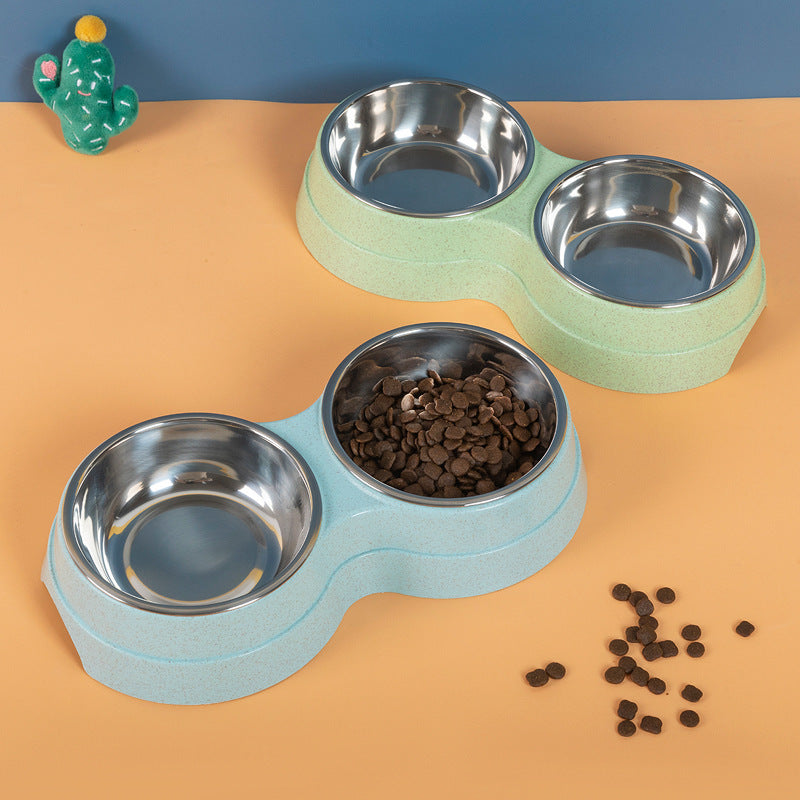 Double Stainless Steel Pet Feeding & Drinking Bowls