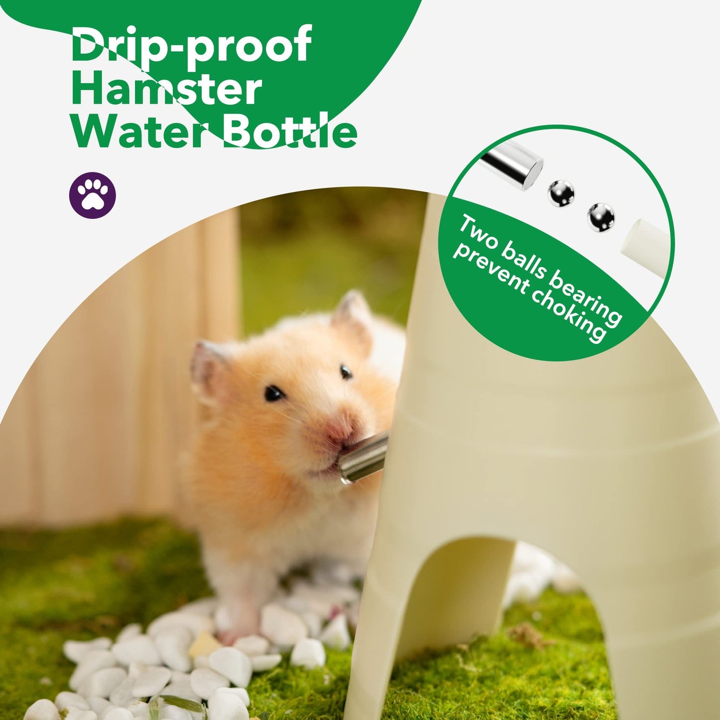 Hamster Water Bottle With Stand & Hideout Space