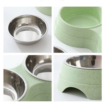 Double Stainless Steel Pet Feeding & Drinking Bowls