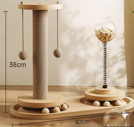 WOODEN CAT TURNTABLE TOY WITH SISAL SCRATCHING BOARD - Pet it