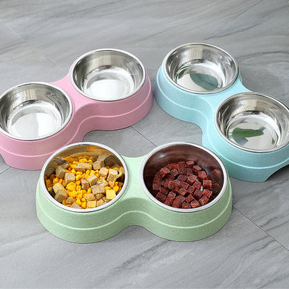 Double Stainless Steel Pet Feeding & Drinking Bowls