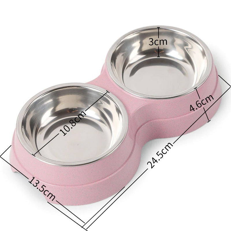 Double Stainless Steel Pet Feeding & Drinking Bowls