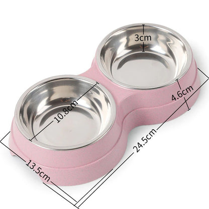 Double Stainless Steel Pet Feeding & Drinking Bowls