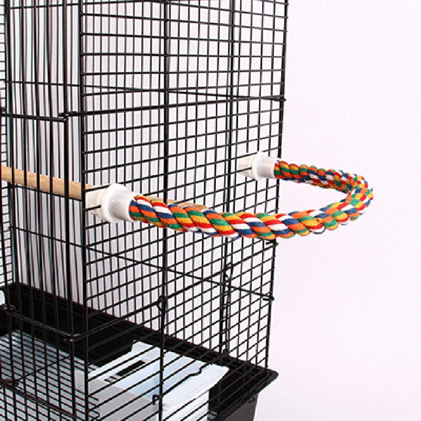 Colorful Braided Parrot Rope Ladder Swing ##