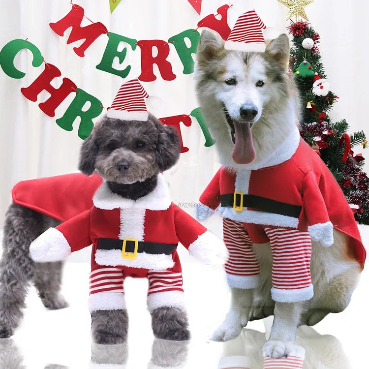 Winter Christmas Dogs Costumes Funny Santa Claus Clothes For Small Medium Pet Xmas New Year Clothing Cat Kitten Outfits