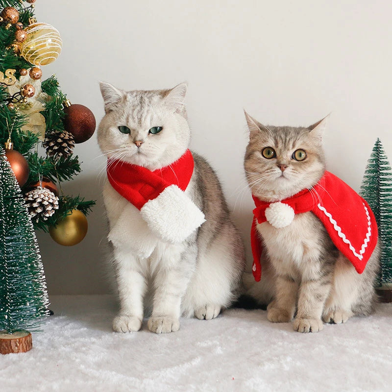 Festive Pet Christmas Accessories – Plush Hat, Antlers, Crown & Scarf Set for Cats & Dogs ##