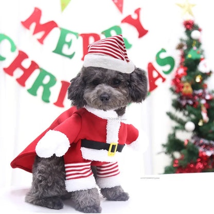 Winter Christmas Dogs Costumes Funny Santa Claus Clothes For Small Medium Pet Xmas New Year Clothing Cat Kitten Outfits