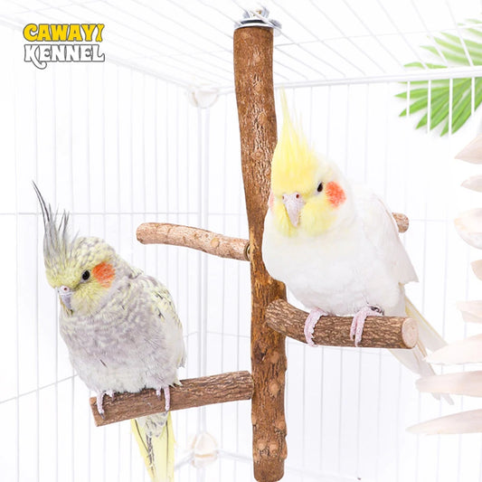 Natural Wood Bird Perch Stand ##