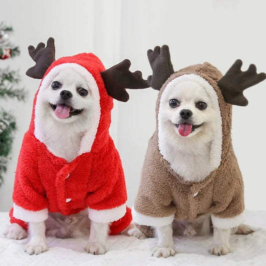 Festive Elk Costume - Cozy Halloween & Christmas Outfit for Small Dogs & Cats ##