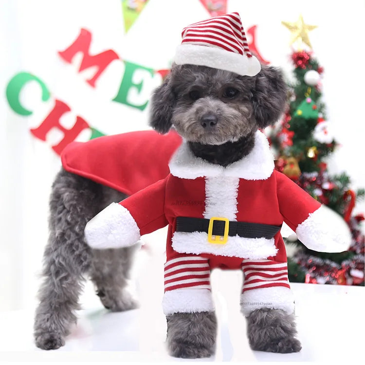 Winter Christmas Dogs Costumes Funny Santa Claus Clothes For Small Medium Pet Xmas New Year Clothing Cat Kitten Outfits