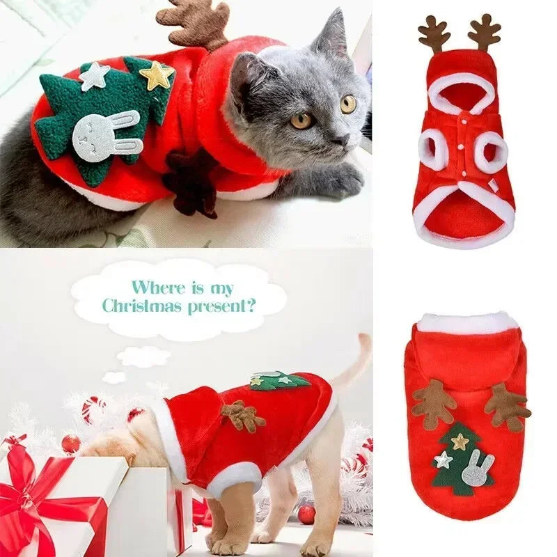 Cozy Christmas Hoodie for Small & Medium Dogs and Cats – Festive Pet Outfit for Holiday Cheer ##