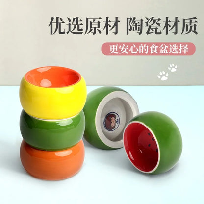 Cartoon Design Ceramic Feeding Bowls for Hamsters / Sugar Glider ##