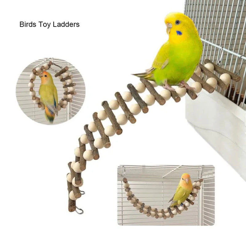 Natural Apple Wood Parrot Climbing Ladder ##