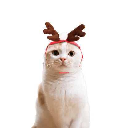 Festive Pet Christmas Accessories – Plush Hat, Antlers, Crown & Scarf Set for Cats & Dogs ##