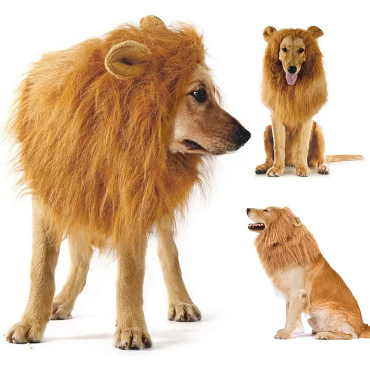 Roaring Lion Mane Costume – Realistic Dog Wig for Medium & Large Dogs ##