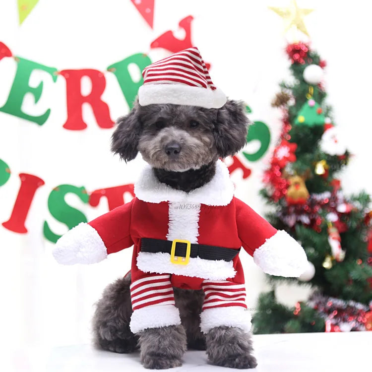 Winter Christmas Dogs Costumes Funny Santa Claus Clothes For Small Medium Pet Xmas New Year Clothing Cat Kitten Outfits