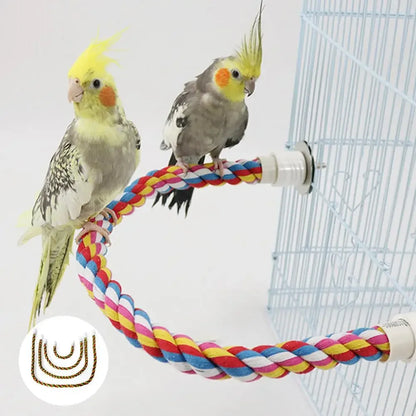 Colorful Braided Parrot Rope Ladder Swing ##