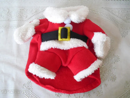 Christmas Dog Costume For Small Dogs Cat Funny Santa Claus Cosplay Clothes Puppy Jumpsuit Chihuahua Yorkshire Pet Supplies Party