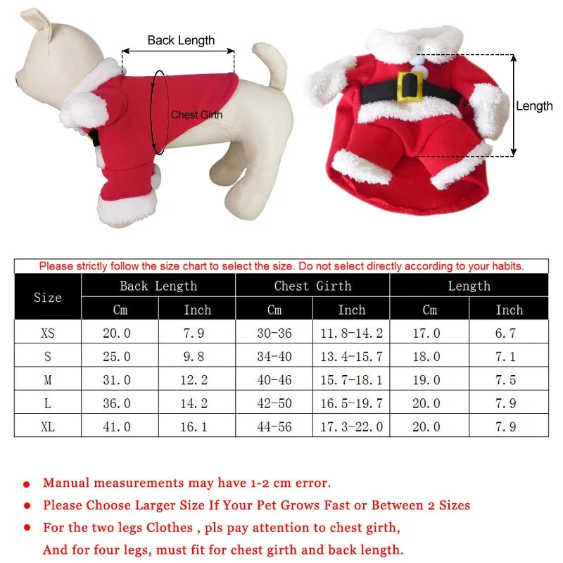 Christmas Dog Costume For Small Dogs Cat Funny Santa Claus Cosplay Clothes Puppy Jumpsuit Chihuahua Yorkshire Pet Supplies Party