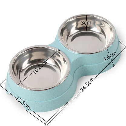 Double Stainless Steel Pet Feeding & Drinking Bowls