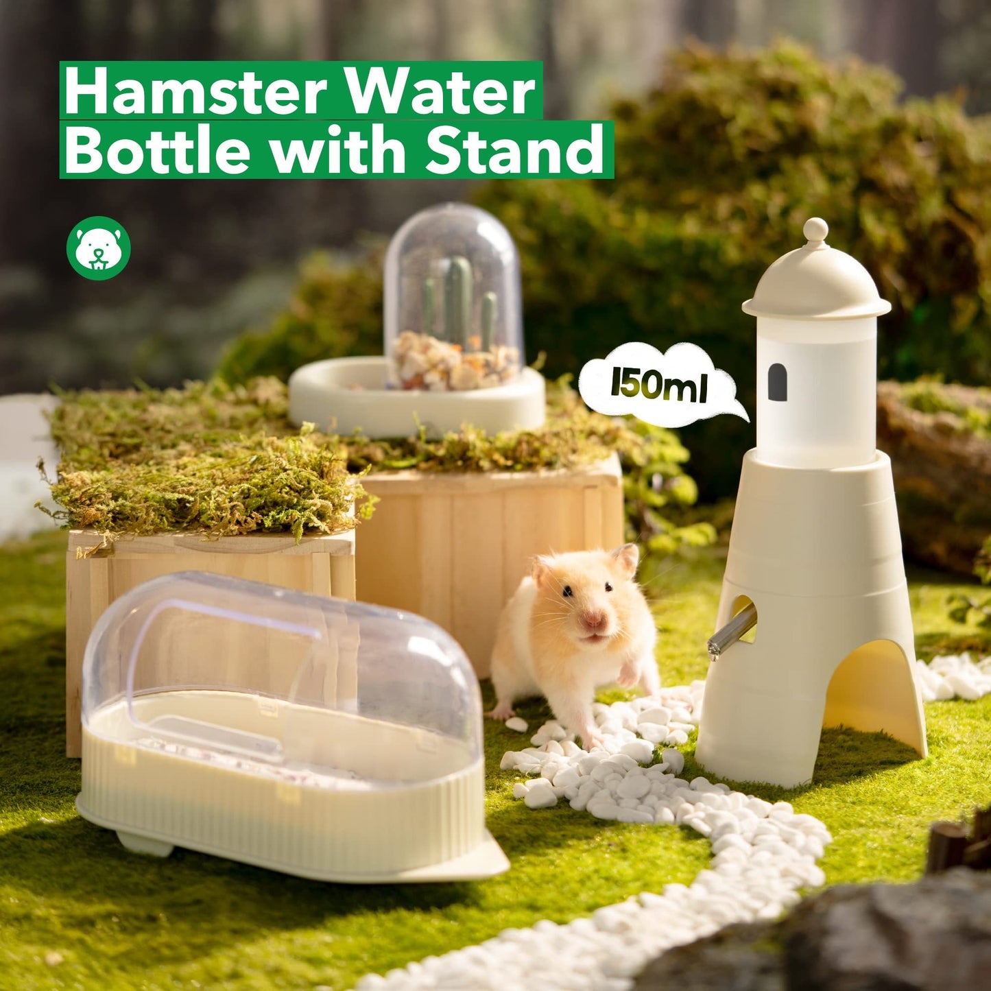 Hamster Water Bottle With Stand & Hideout Space