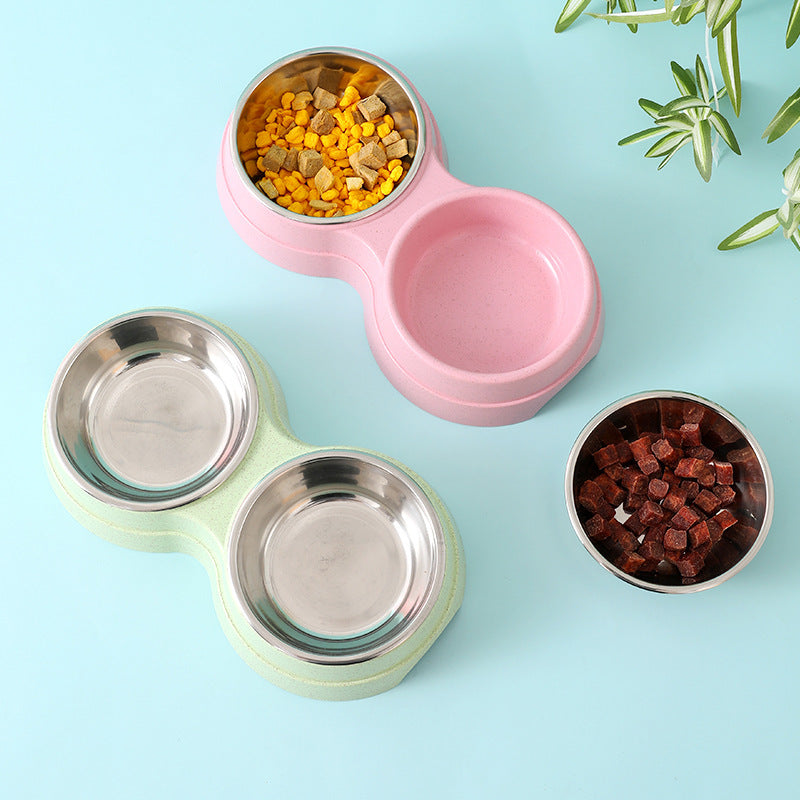 Double Stainless Steel Pet Feeding & Drinking Bowls