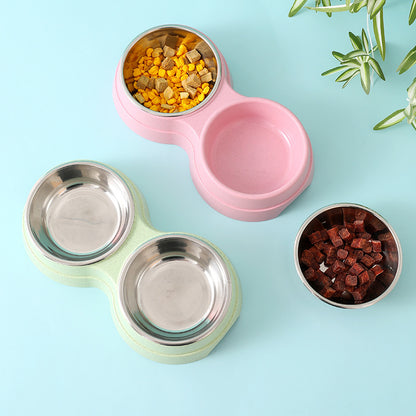 Double Stainless Steel Pet Feeding & Drinking Bowls